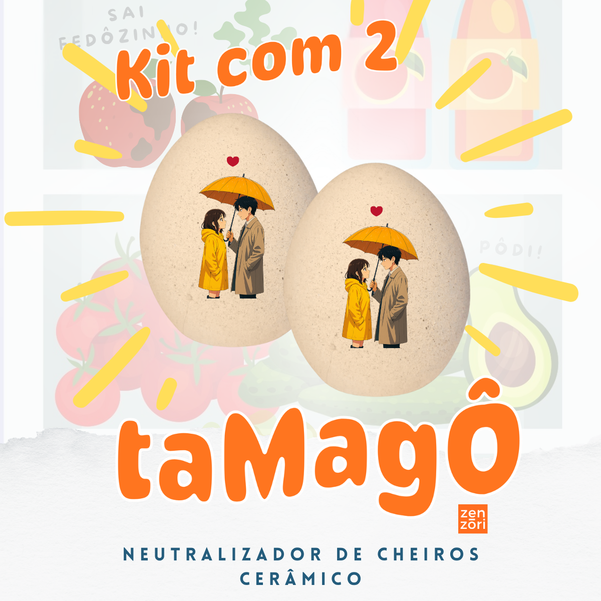 Tamagô, o Ovo Neutralizador Mineral de Ceramica com Feldspato Tira Cheiro, Desodorizador, Tira Odor
