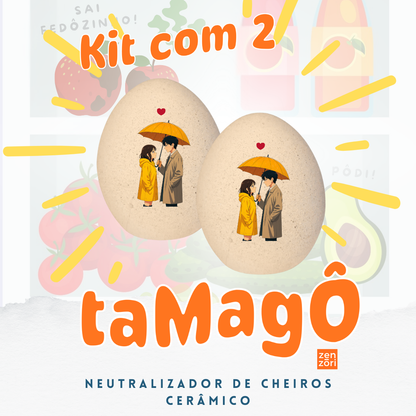 Tamagô, o Ovo Neutralizador Mineral de Ceramica com Feldspato Tira Cheiro, Desodorizador, Tira Odor