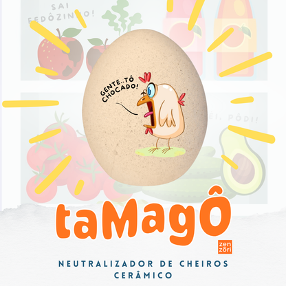 Tamagô, o Ovo Neutralizador Mineral de Ceramica com Feldspato Tira Cheiro, Desodorizador, Tira Odor