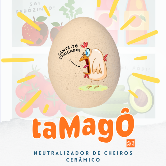 Tamagô, o Ovo Neutralizador Mineral de Ceramica com Feldspato Tira Cheiro, Desodorizador, Tira Odor