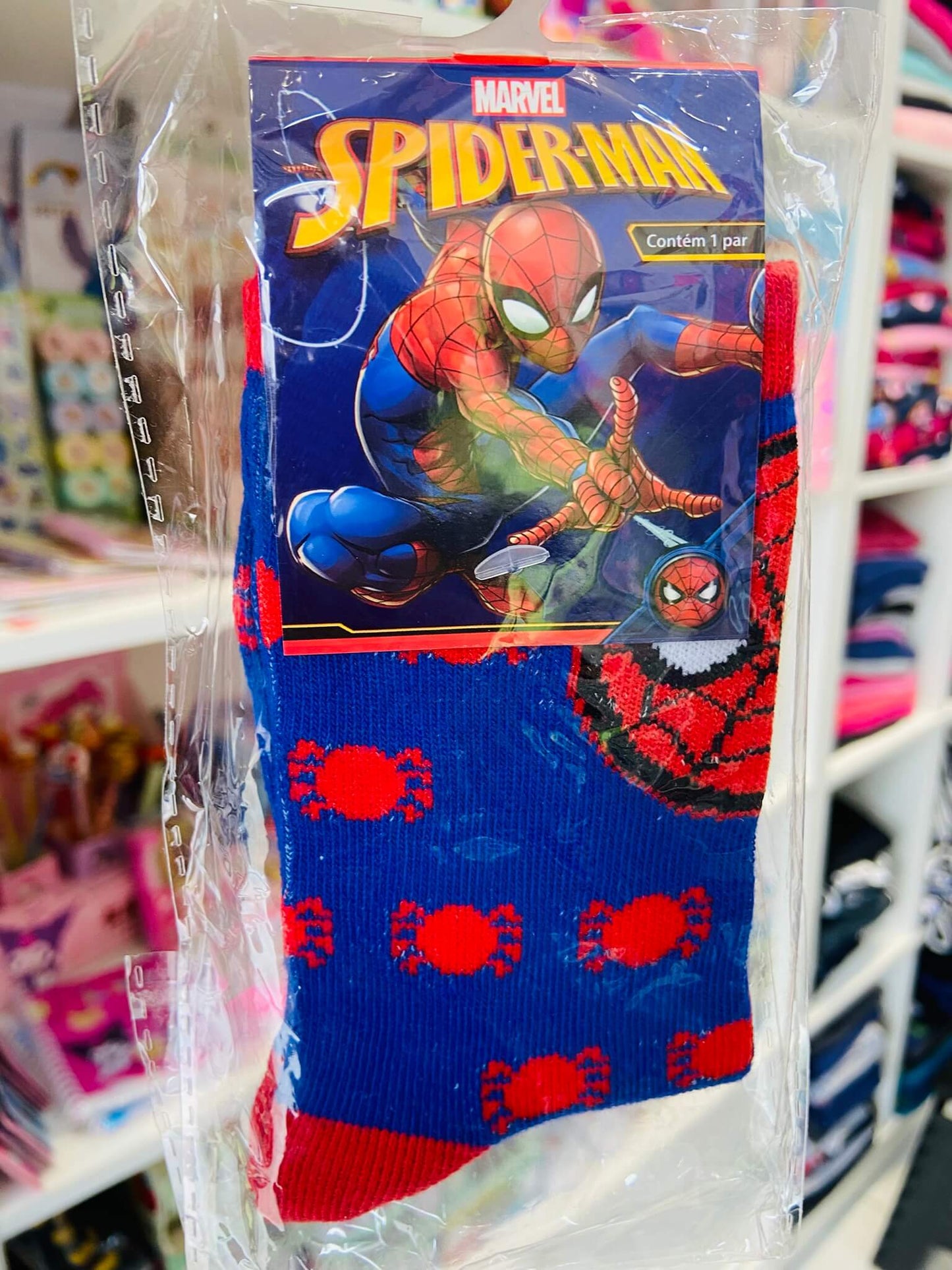 Meia cano médio Homem Aranha - Tamanhos do 4 ao 8