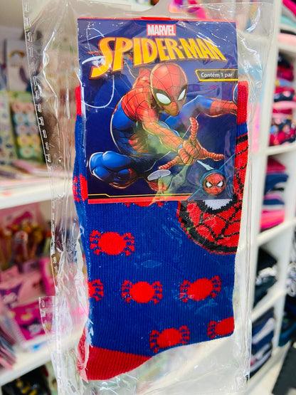 Meia cano médio Homem Aranha - Tamanhos do 4 ao 8
