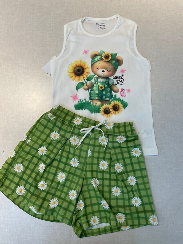 Conjunto Feminino Infantil com estampa sublimada - Tamanho do 2 ao 12