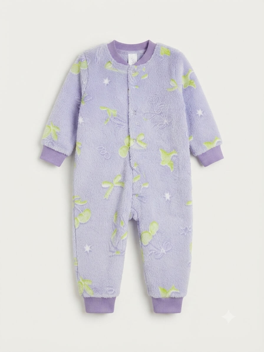 Macacão Pijama Feminino Fleece Mantinha de Bebê - Tamanhos do 1 ao 3