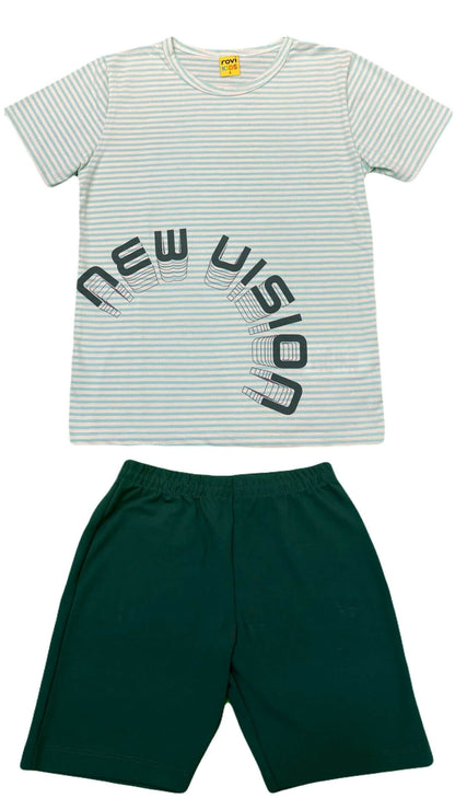 Conjunto Masculino Infantil Camiseta + Bermuda - Tamanho 8