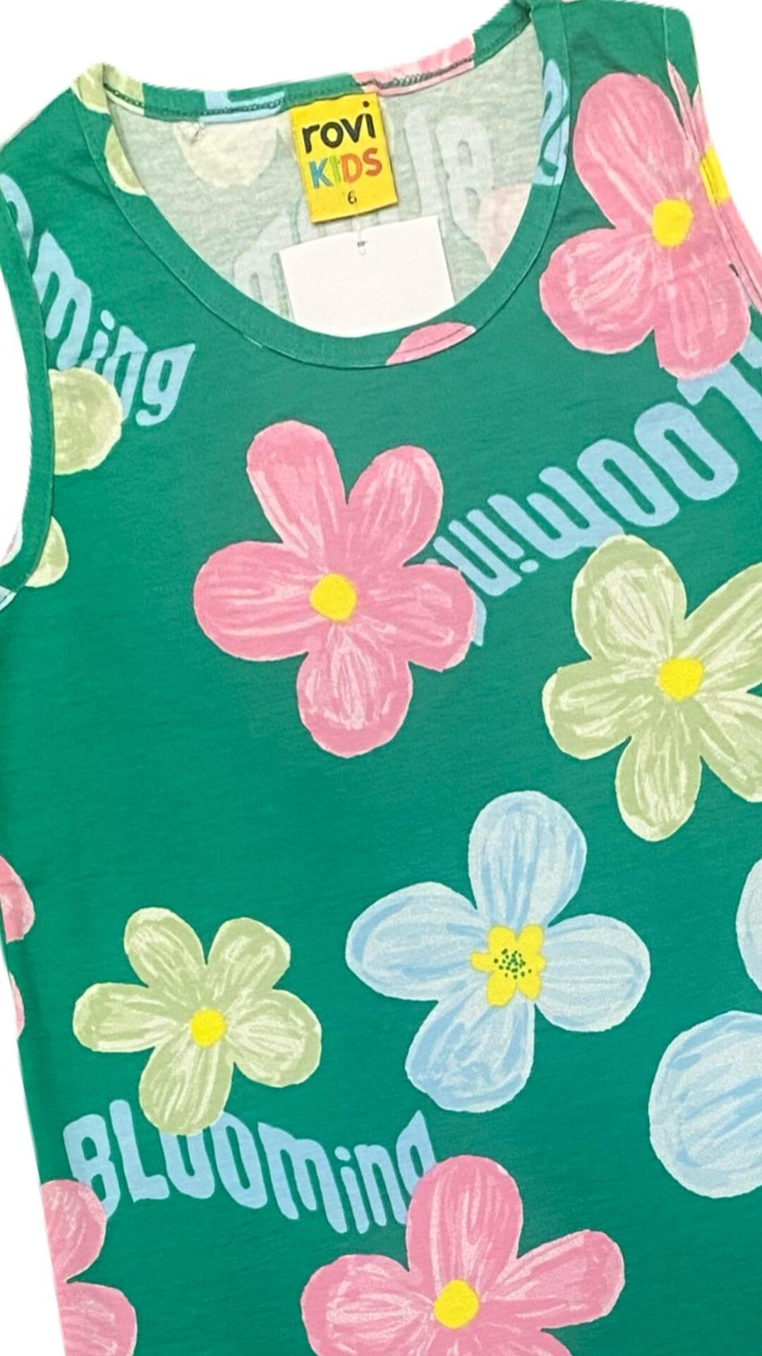 Conjunto infantil Feminino Regata Flores + Bermuda Ciclista - tamanho 6