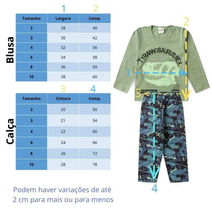 Conjunto de Pijama Masculino manga longa Minimi - Tamanhos do 2 ao 10