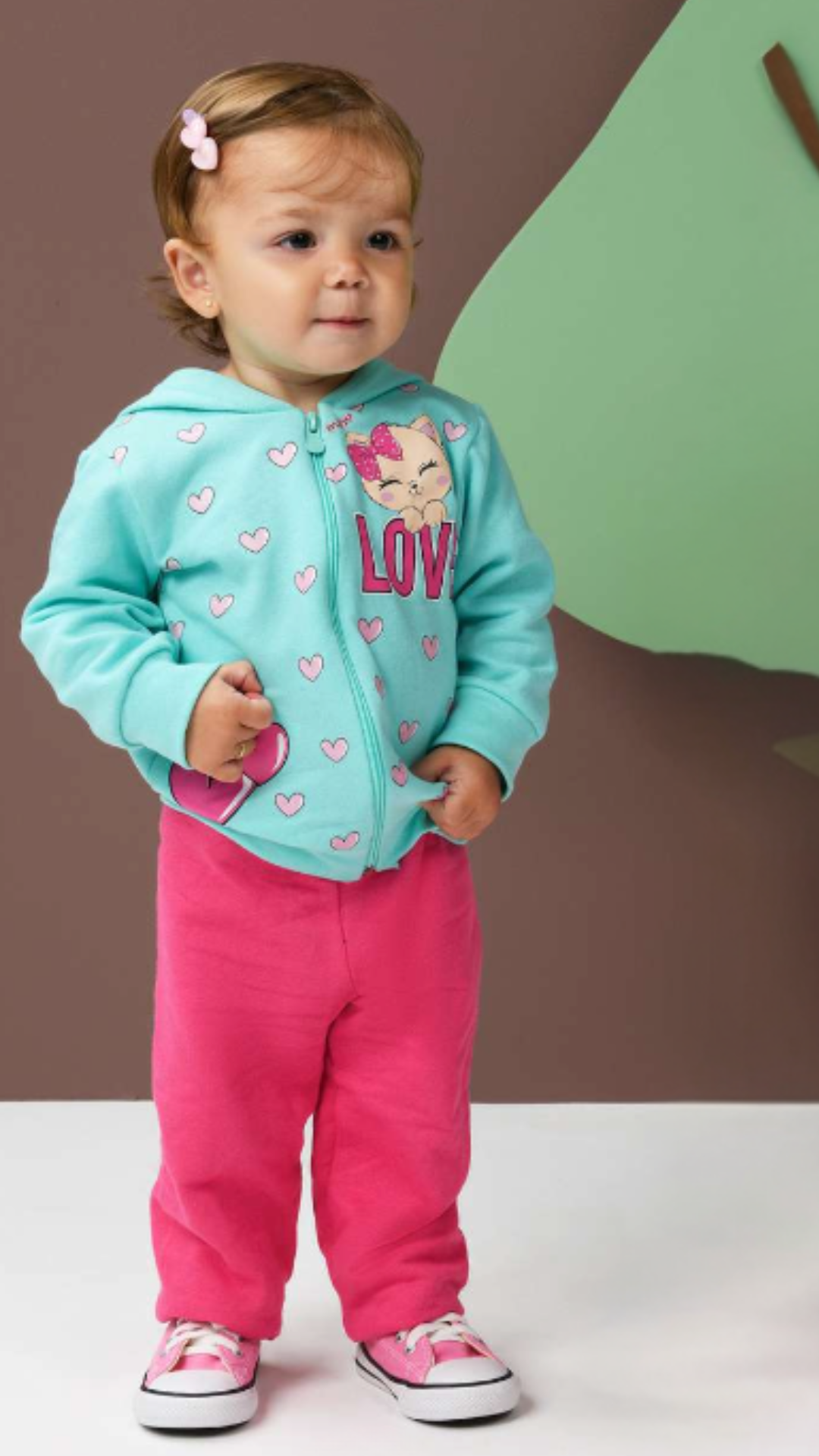 Conjunto 2 peças Feminino Meia Estação - Jaqueta Com Capuz e Calça Moletom Peluciada! Veste do 1 ao 3