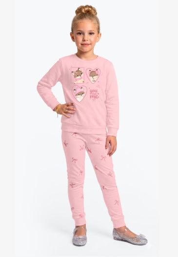 Conjunto Infantil Feminino blusão e legging - Meia Estação - Tamanhos do 1 ao 10