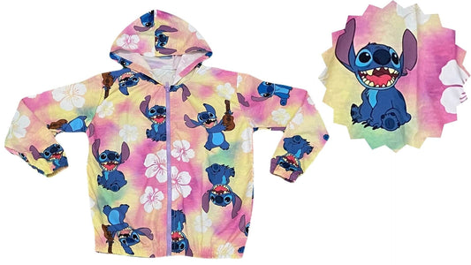 Jaqueta Corta Vento Infantil Feminina Stitch Tropical - Tamanhos 6 e 12