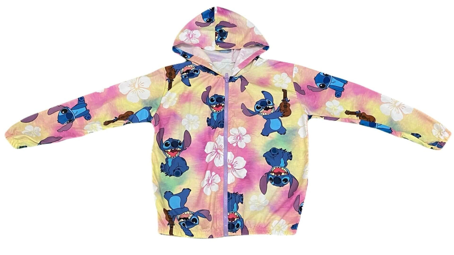 Jaqueta Corta Vento Infantil Feminina Stitch Tropical - Tamanhos 6 e 12