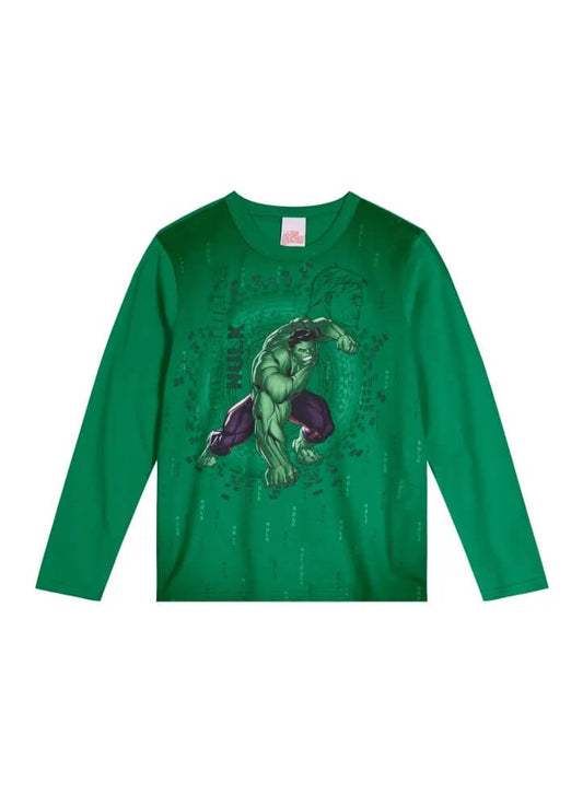Camiseta manga longa Hulk Brandili - Tamanhos do 4 ao 10