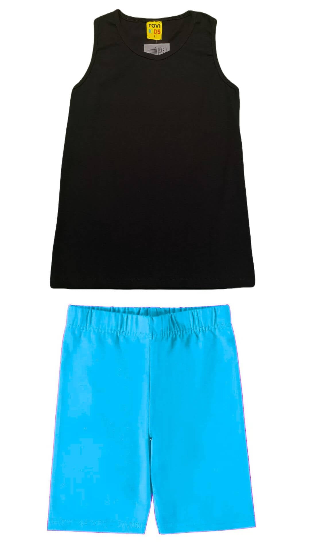 Conjunto infantil Feminino Regata Preta + Bermuda Ciclista - tamanho 4 - Rovitex