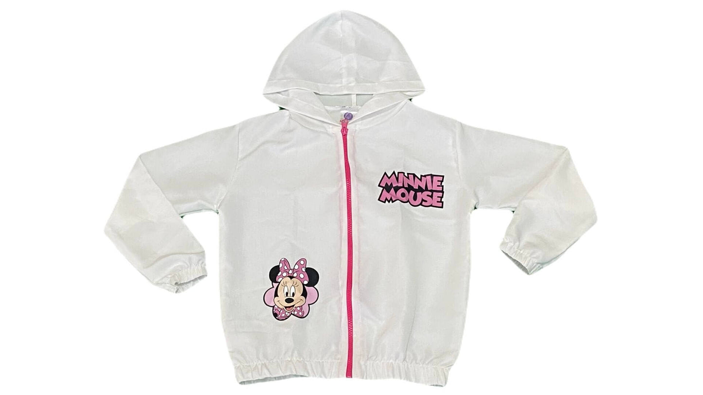 Jaqueta Corta Vento Infantil Feminina Minnie Branca - Tamanhos 6 e 12
