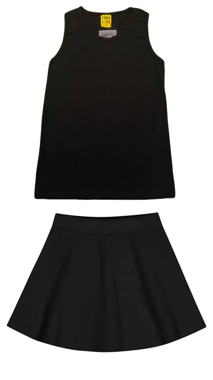 Conjunto infantil Feminino Regata preta + Saia - tamanho 8 - Rovitex