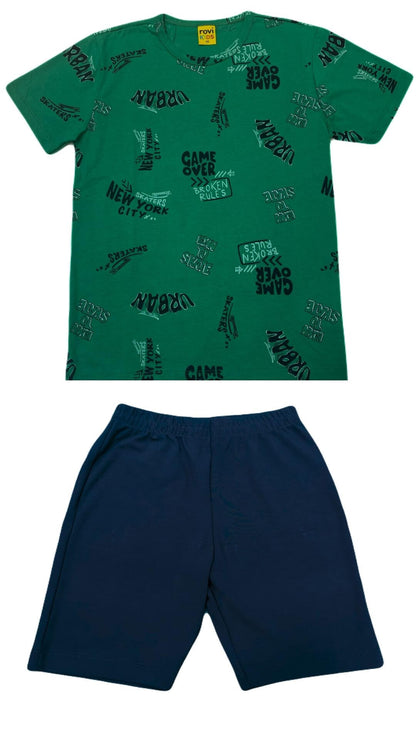 Conjunto Masculino Infantil Camiseta + Bermuda - Tamanho 10