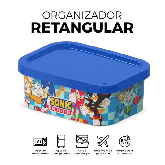 Pote Organizador Retangular baixo Sonic