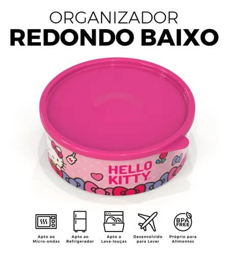 Pote Organizador Redondo baixo Hello Kitty