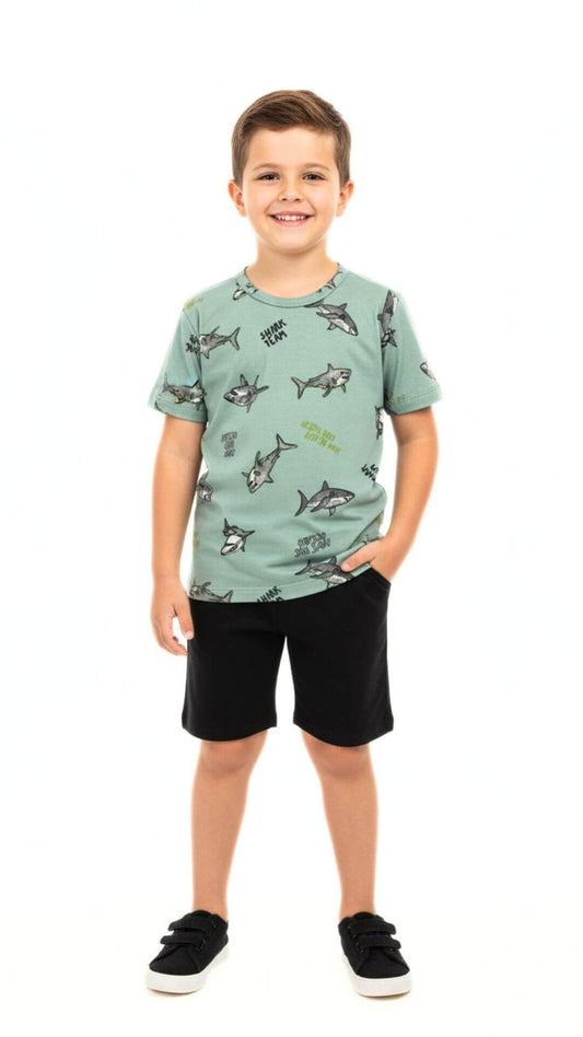 Conjunto Masculino Infantil Camiseta + Bermuda - Tamanho 4