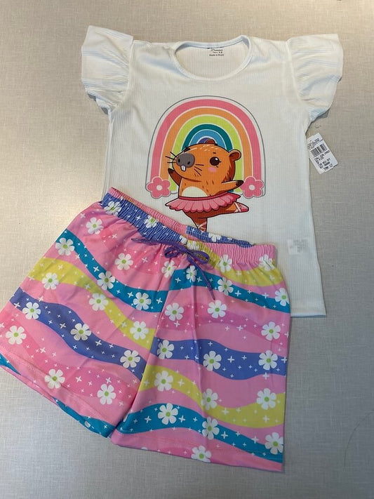 Conjunto Feminino Infantil com estampa sublimada - Tamanho do 2 ao 12