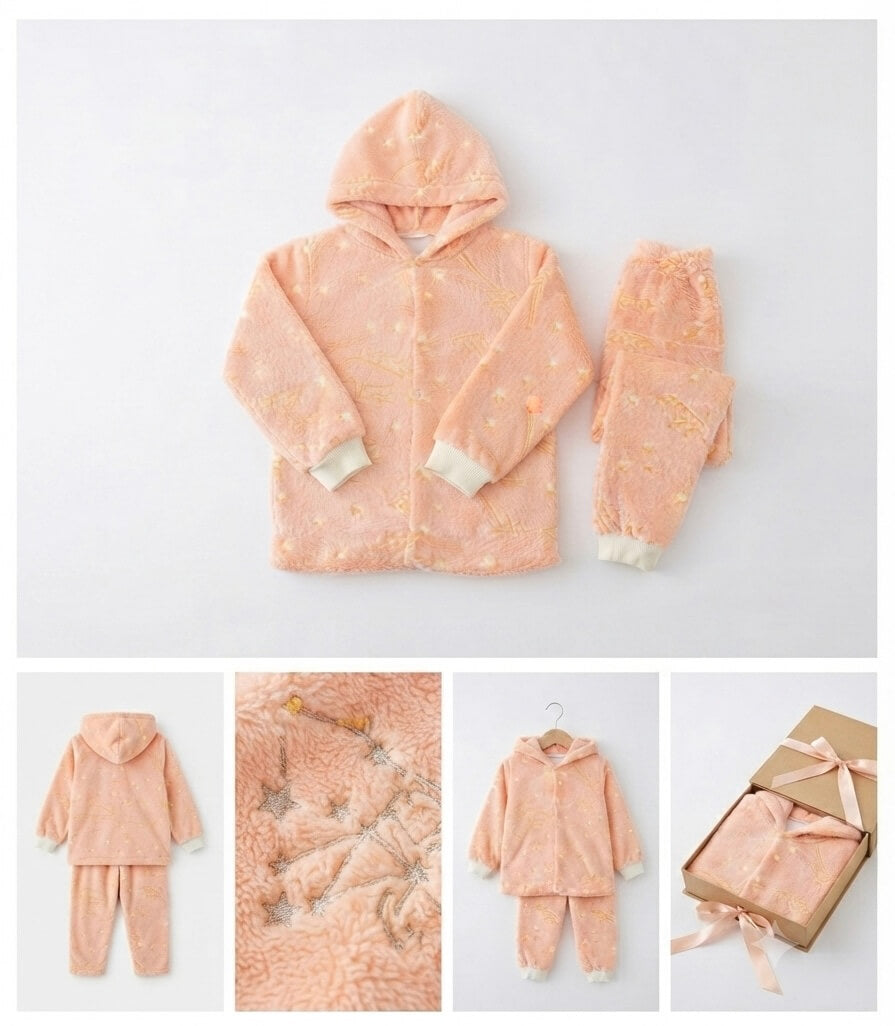 Conjunto de Pijama Feminino Fleece Mantinha de Bebê - Tamanhos do 4 ao 8