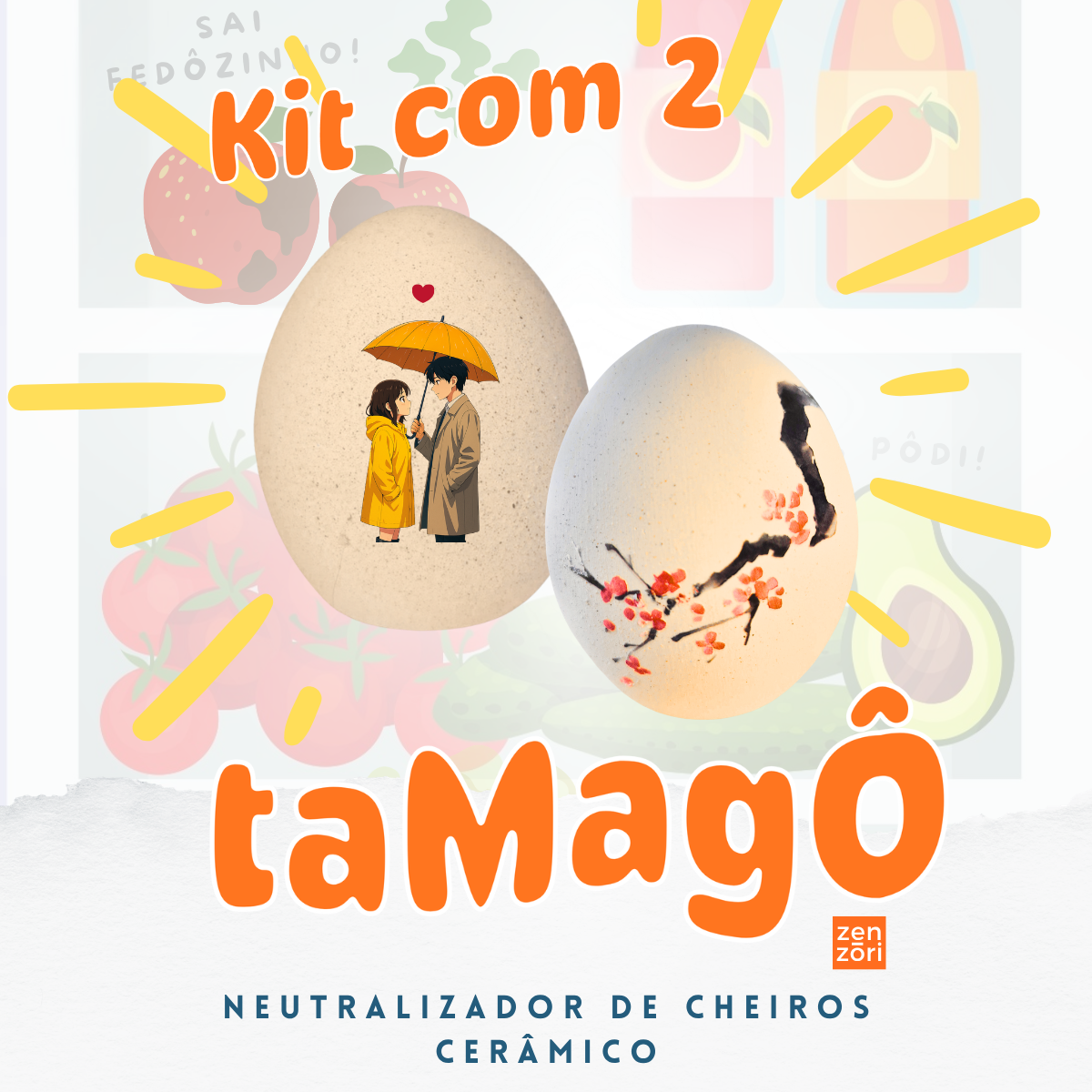 Tamagô, o Ovo Neutralizador Mineral de Ceramica com Feldspato Tira Cheiro, Desodorizador, Tira Odor