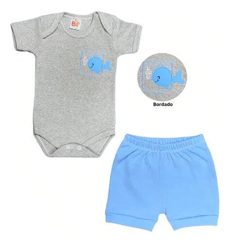 Conjunto Masculino de body bordado com shorts - Tamanho do P ao G