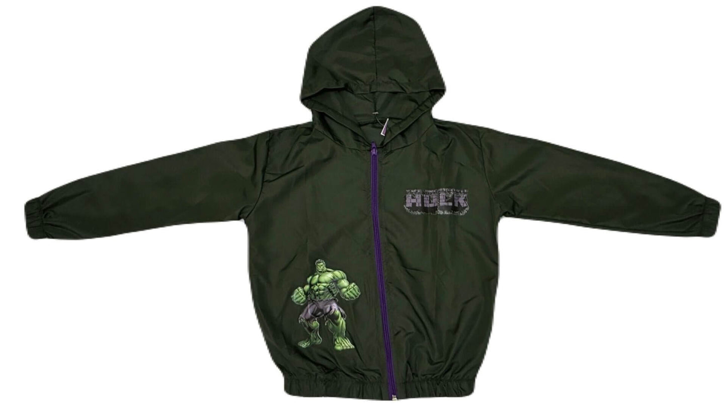 Jaqueta Corta Vento Infantil Masculino Hulk - Tamanhos 4 e 12