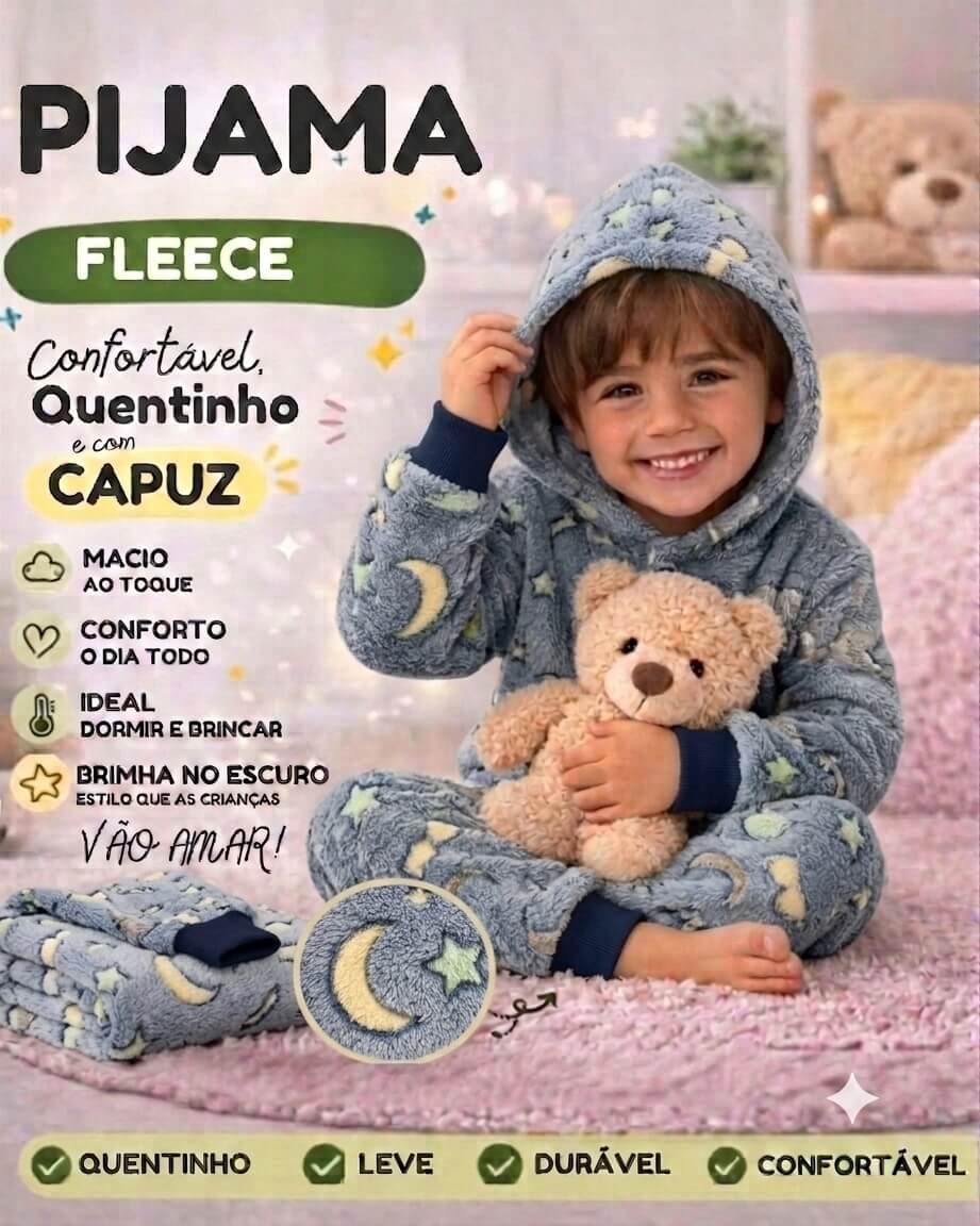 Conjunto de Pijama Masculino Fleece Mantinha de Bebê - Tamanhos do 4 ao 8