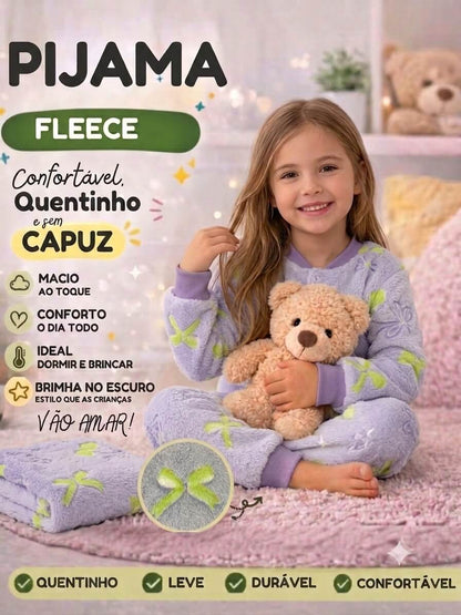 Conjunto de Pijama Feminino Fleece Mantinha de Bebê - Tamanhos do 4 ao 8