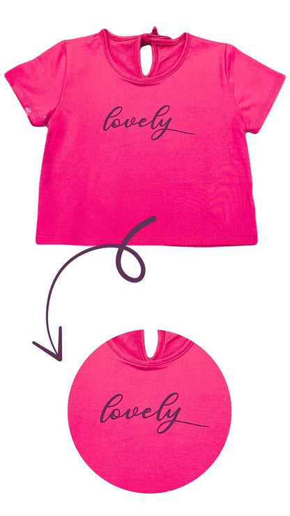 Conjunto infantil Feminino Blusa com Shorts Pink Lovely - tamanho 6 - Rovitex