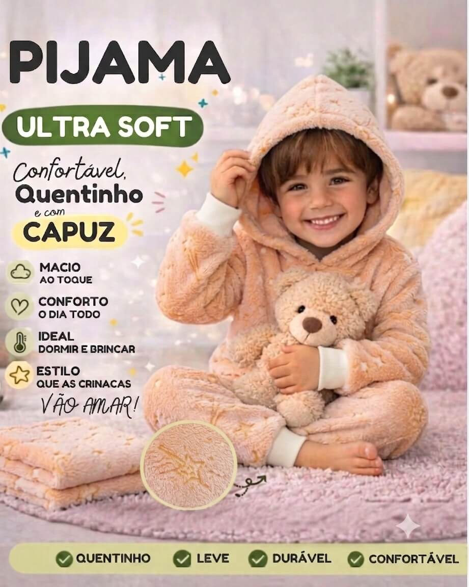 Conjunto de Pijama Feminino Fleece Mantinha de Bebê - Tamanhos do 4 ao 8