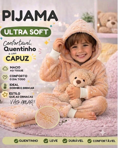 Conjunto de Pijama Feminino Fleece Mantinha de Bebê - Tamanhos do 4 ao 8