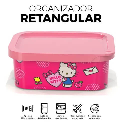 Pote Organizador Retangular baixo Hello Kitty