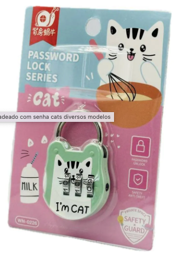 Mini cadeado com senha Cats