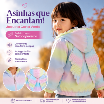Corta-vento Infantil c/ Asas Capuz Forro e Resistente a água