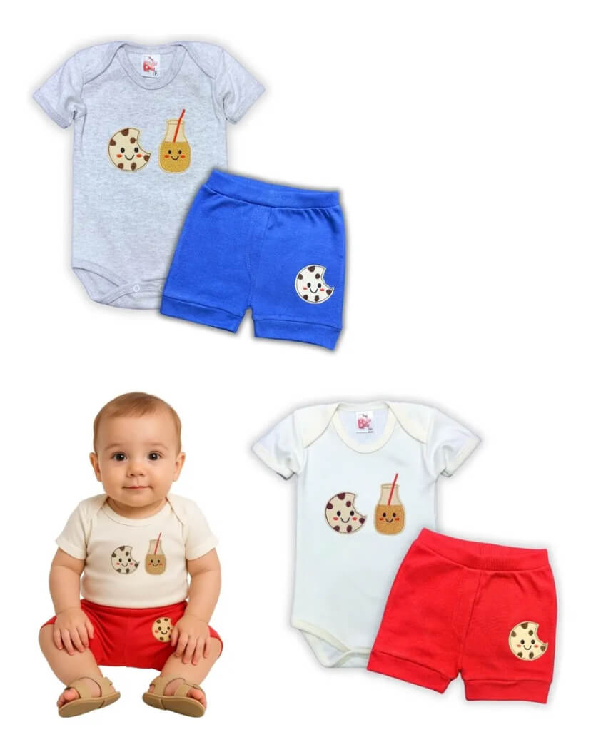 Conjunto Feminino de body bordado com shorts - Tamanho do P ao G