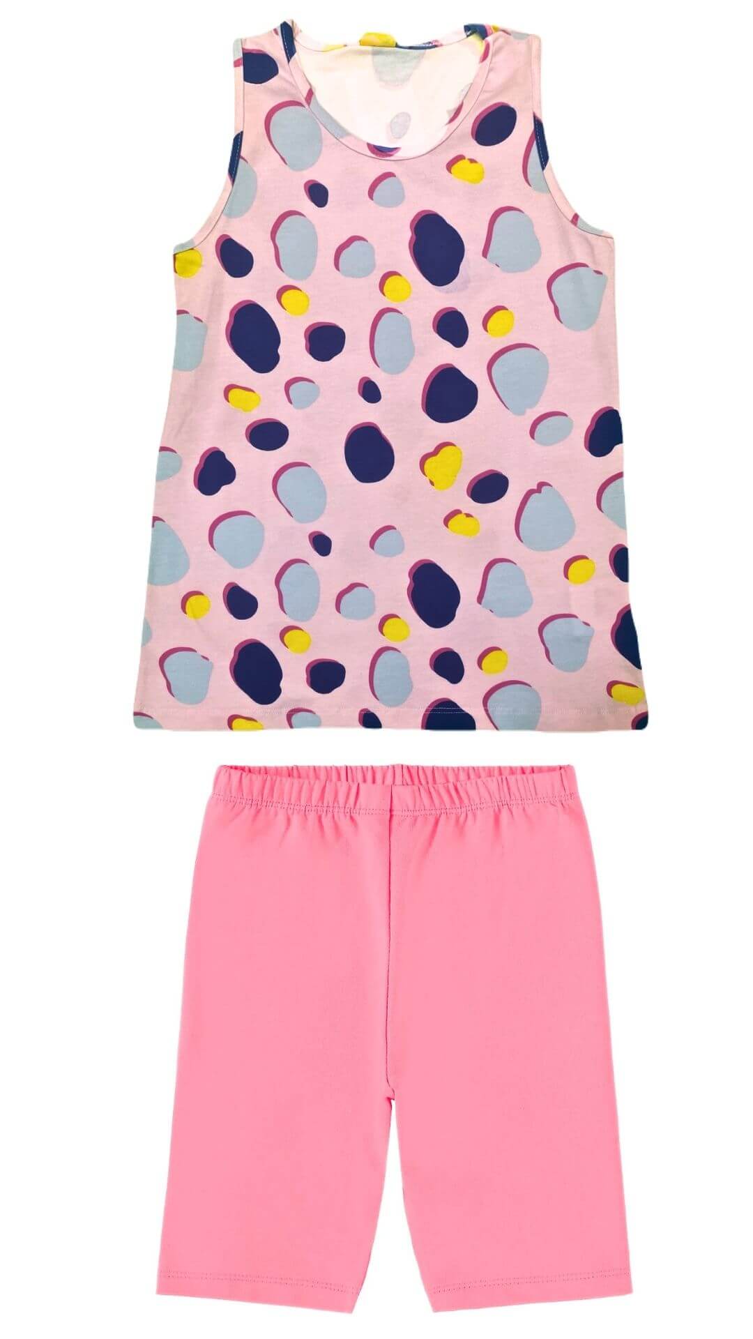Conjunto infantil Feminino Regata Bolinhas + Bermuda Ciclista - tamanho 10