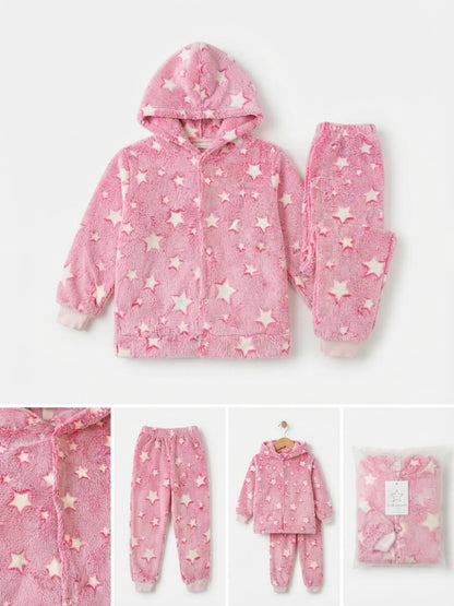 Conjunto de Pijama Feminino Fleece Mantinha de Bebê - Tamanhos do 4 ao 8