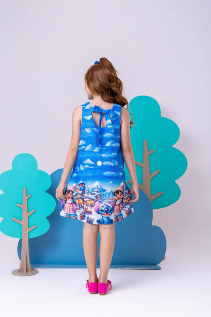 Vestido Lilo & Stitch Azul - Tamanho do 2 ao 10