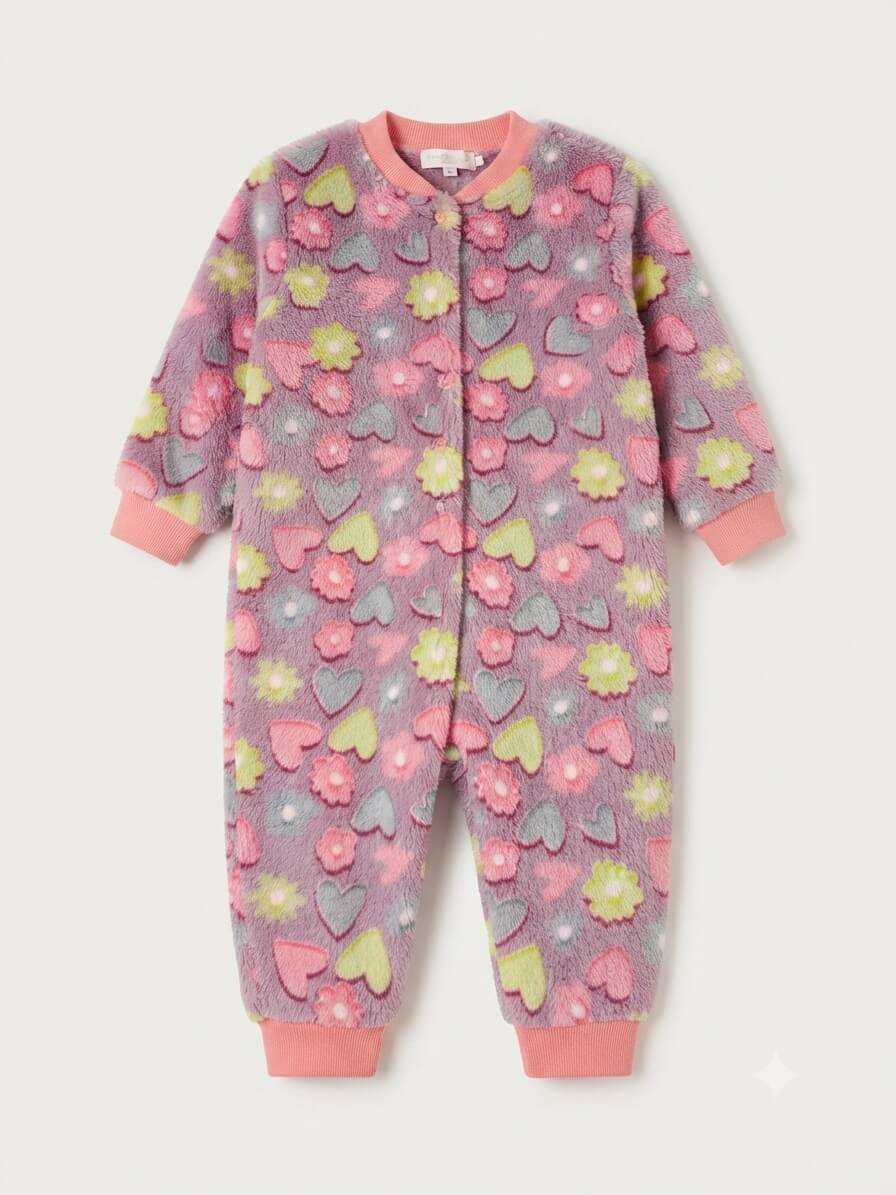 Macacão Pijama Feminino Fleece Mantinha de Bebê - Tamanhos do 1 ao 3