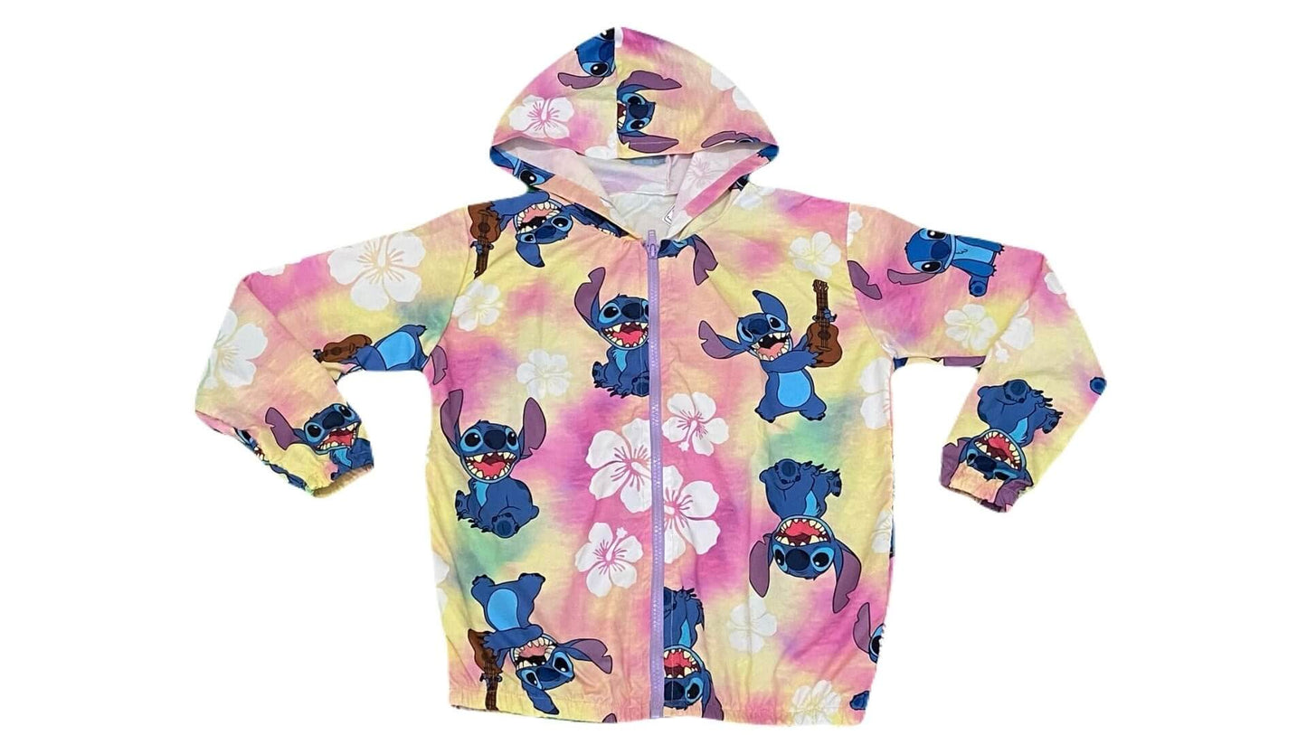 Jaqueta Corta Vento Infantil Feminina Stitch Tropical - Tamanhos 6 e 12