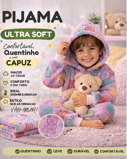 Conjunto de Pijama Feminino Fleece Mantinha de Bebê - Tamanhos do 4 ao 8