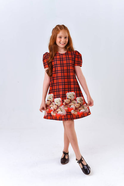 Vestido Ursinhos Quadriculado - Do 4 ao 10
