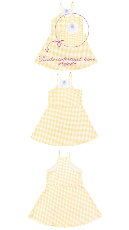 Vestido infantil Xadrez Amarelo - tamanho 1 - Rovitex