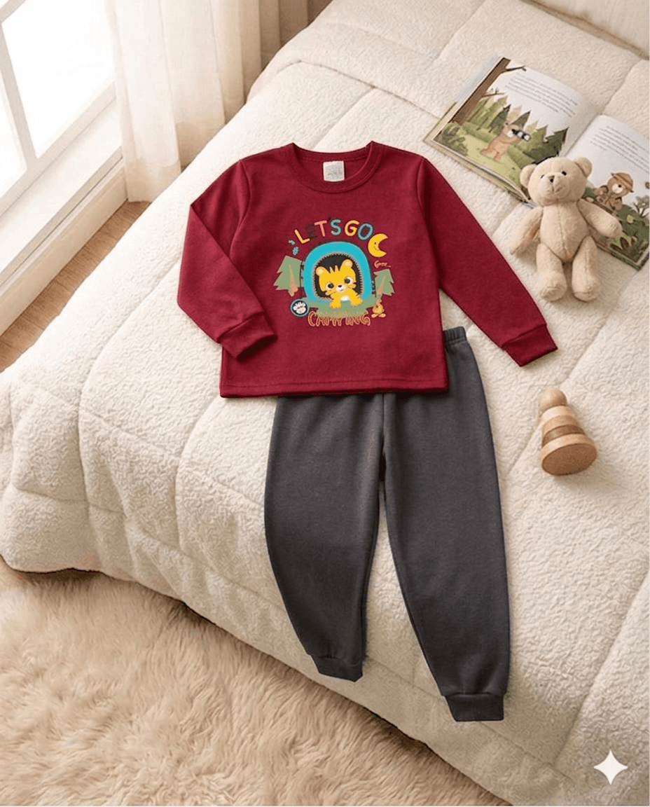 Conjunto Infantil Masculino 2 peças Moletom - Meia Estação - Tamanho 1 ao 3