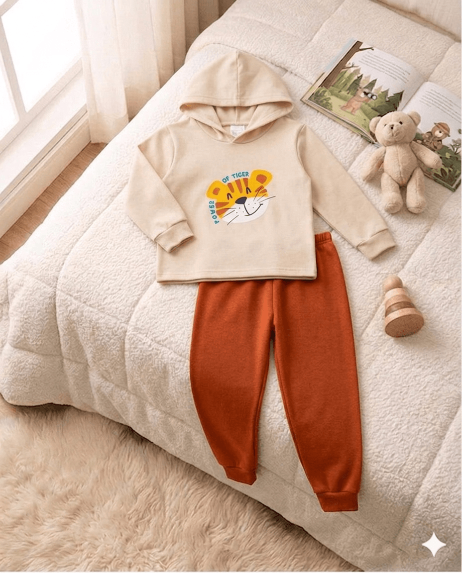 Conjunto Infantil Masculino 2 peças Moletom - Com capuz - Meia Estação - Tamanho 1 ao 3