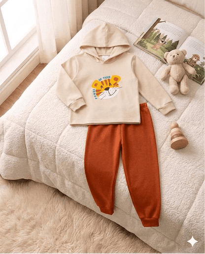 Conjunto Infantil Masculino 2 peças Moletom - Com capuz - Meia Estação - Tamanho 1 ao 3