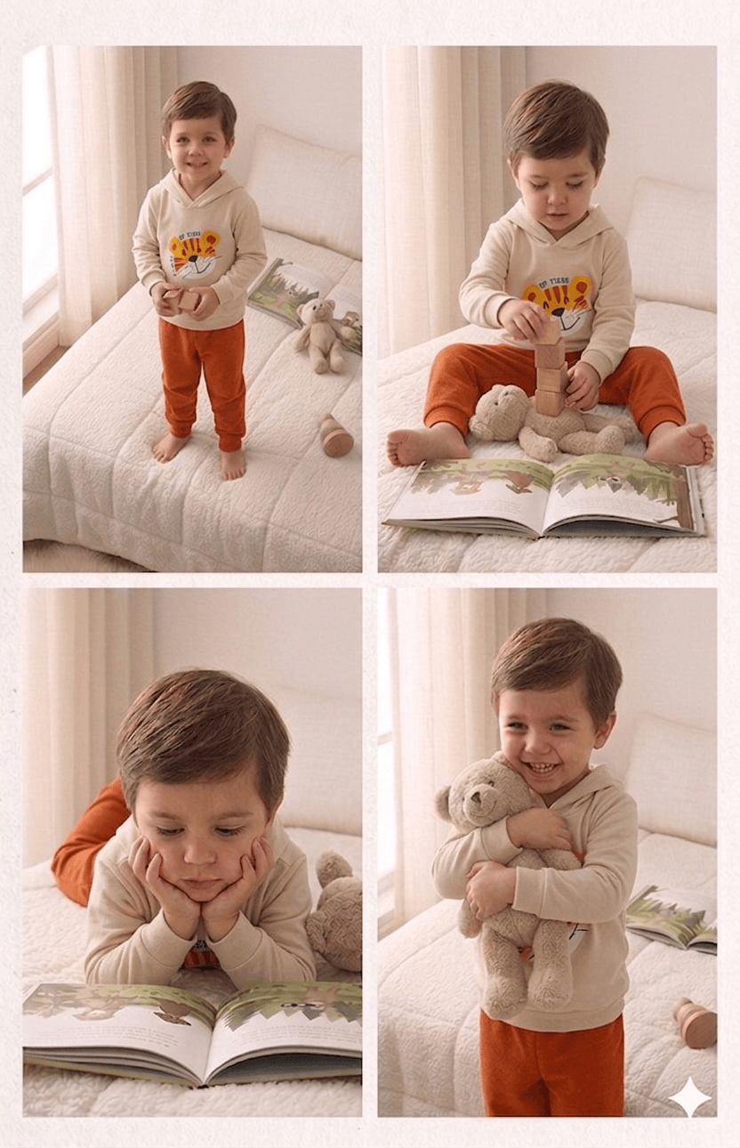 Conjunto Infantil Masculino 2 peças Moletom - Com capuz - Meia Estação - Tamanho 1 ao 3