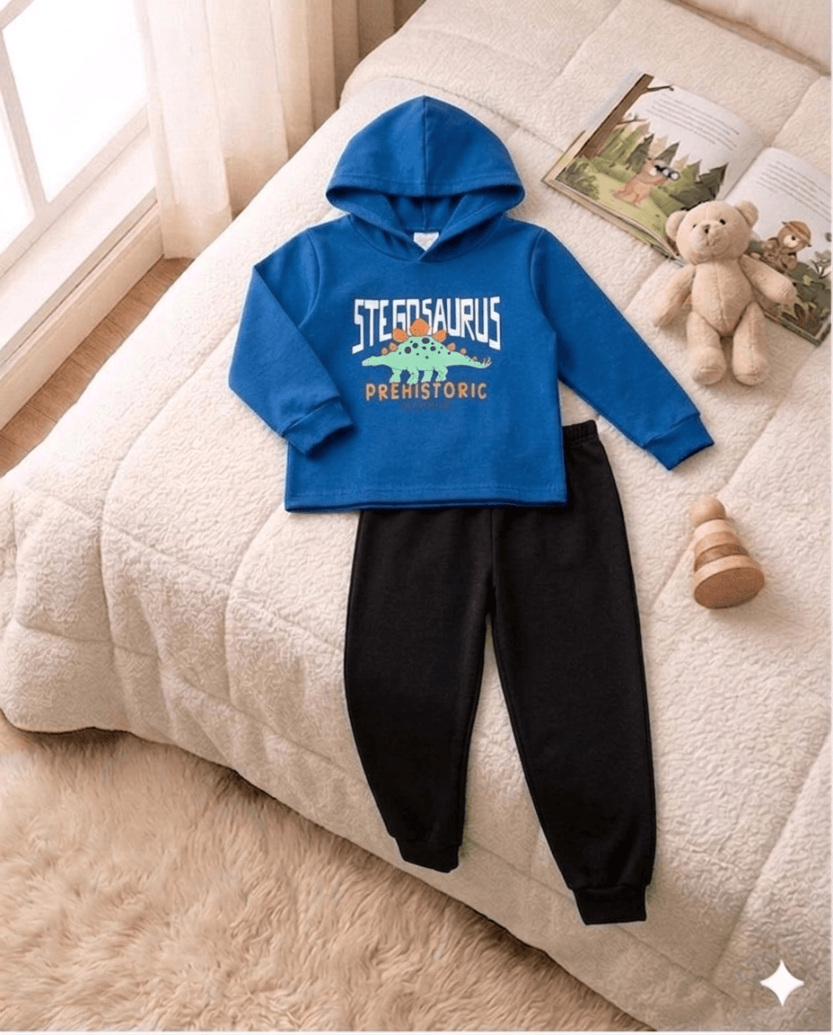 Conjunto Infantil Masculino 2 peças Moletom - Com capuz - Meia Estação - Tamanho 1 ao 3
